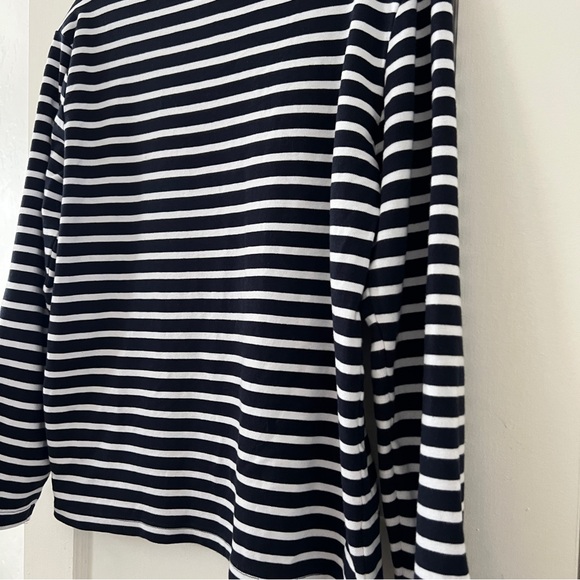 Breizh Ocean women’s XL cotton blue white stripe sailor long sleeve shirt tee - Picture 8 of 10